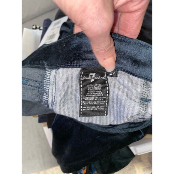 NWT 7 For All Mankind $189 size 27 The Ankle Supper Skinny Green Velvety Pants - Picture 11 of 12